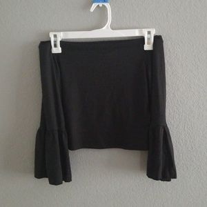 Black off the shoulder bell-sleeved top